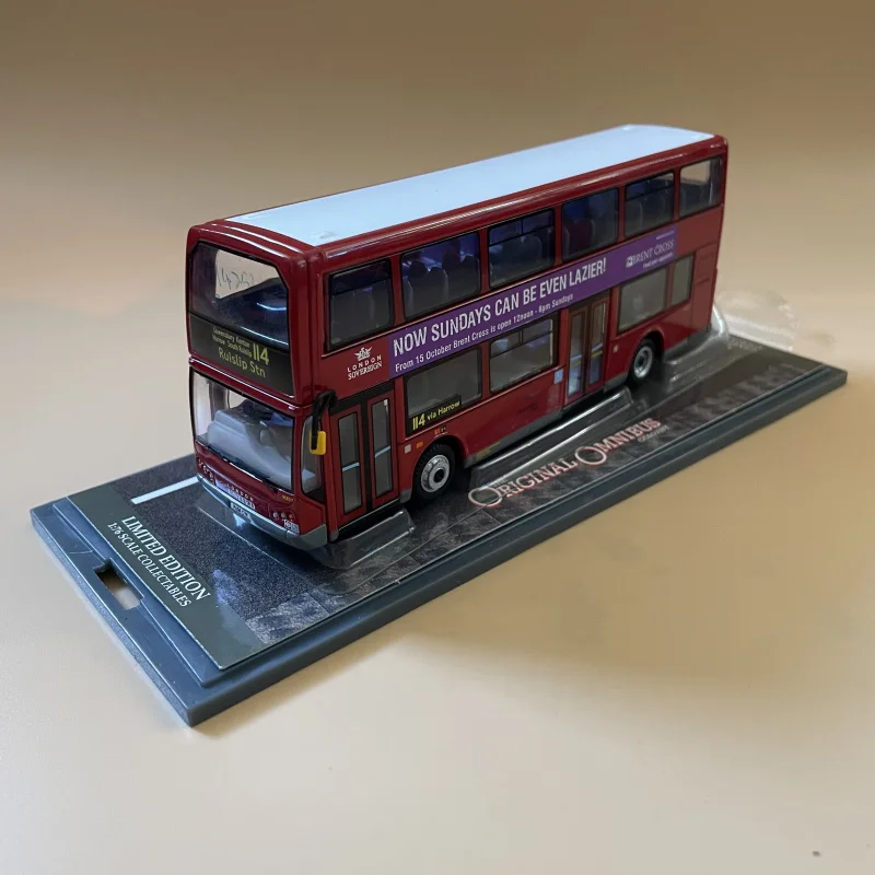 1:76 Scale Diecast Alloy London Double Decker Bus Toy Cars Model Classic Nostalgia Adult Collection Souvenir Gift Static Display