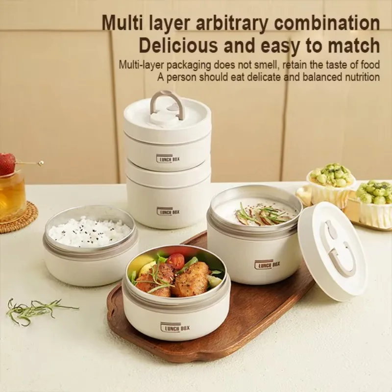 

Контейнер для обеда из нержавеющей стали, ланч-бокс Bento для детей с сумкой, портативный термоизолированный в микроволновой печи