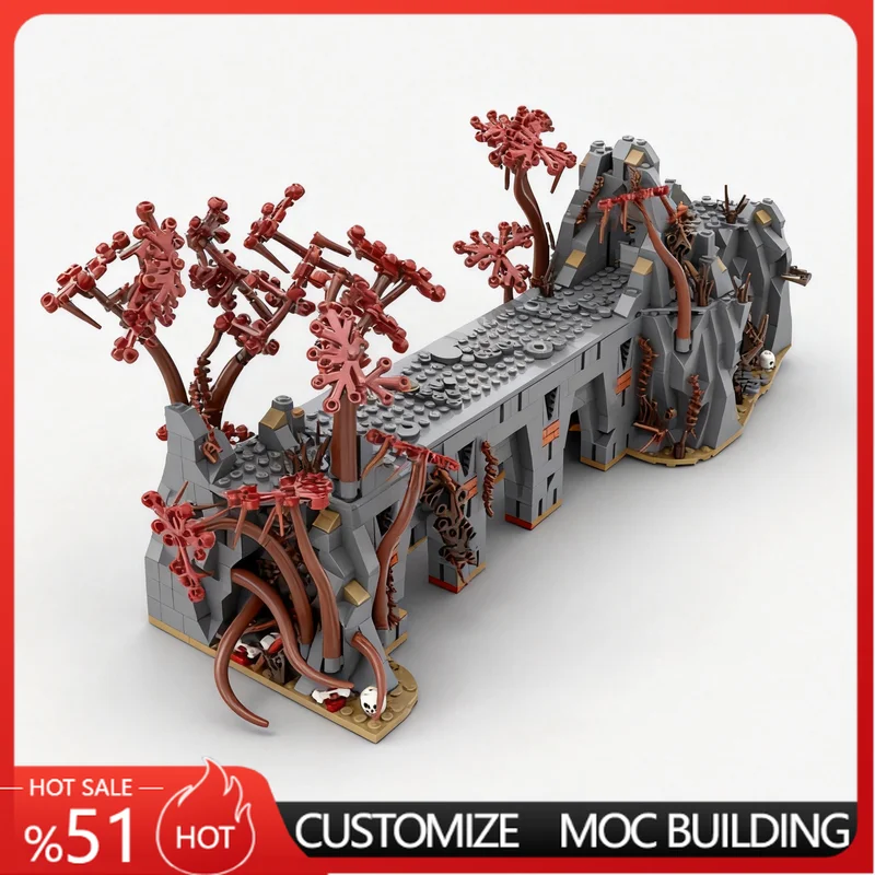 

NEW 1094Parts Dark Fantasy Stone Bridge Action Base Model MOC Building Blocks DIY Assembly Diorama Scene Toy Gift For Collectors