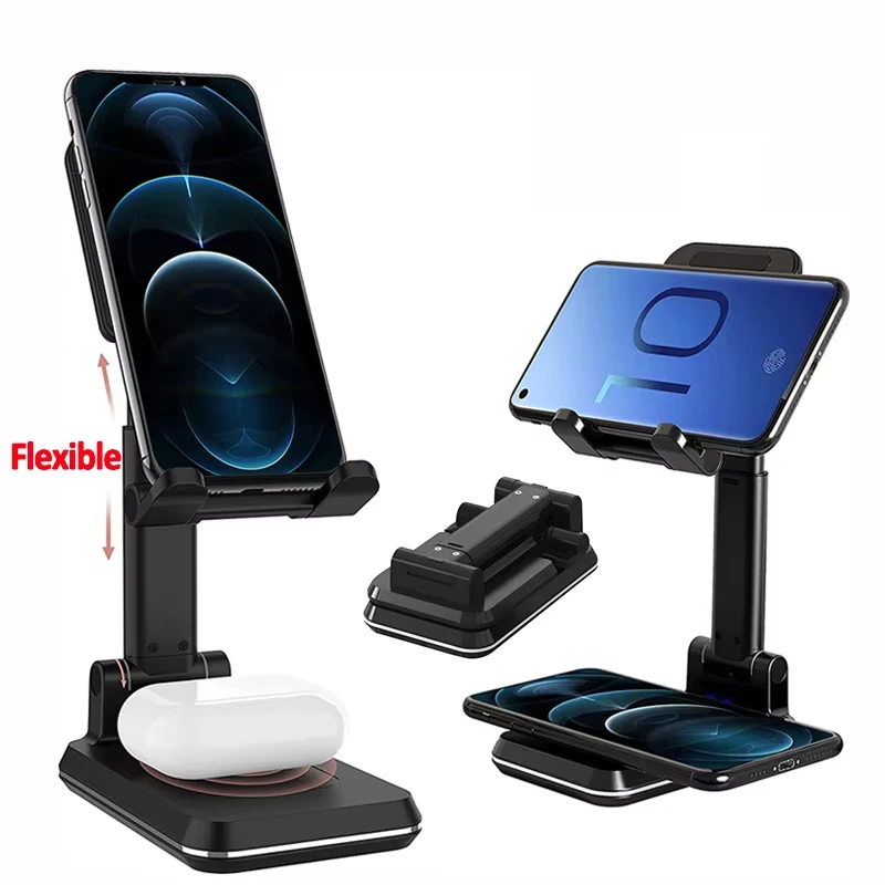 

Беспроводная быстрая зарядная станция 2 в 1, складная подставка для зарядки планшетов и телефонов, док-станция для iPhone 14, 13 Pro Max, Samsung, AirPods