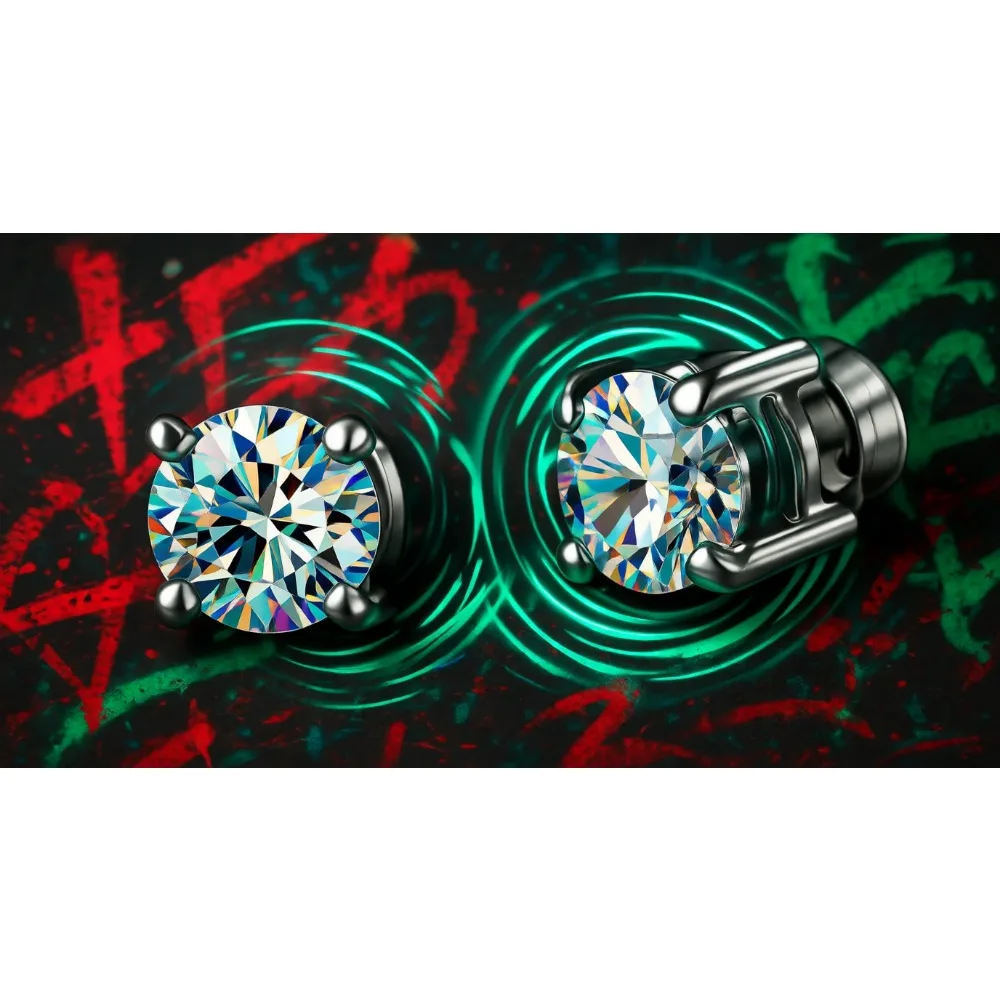 

Магнитные клипсы-серьги с муассанитом для мужчин и женщин, покрытые белым золотом, гипоаллергенные, из нержавеющей стали, без прокола