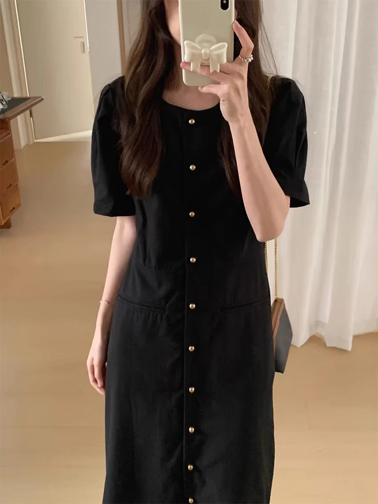 Bla ort Sve Vintage Hepburn Sle Dames Dr Afslankende Taille Ontwerp Zomer Nieuwe Collectie Midi Lengte Polyestervezel