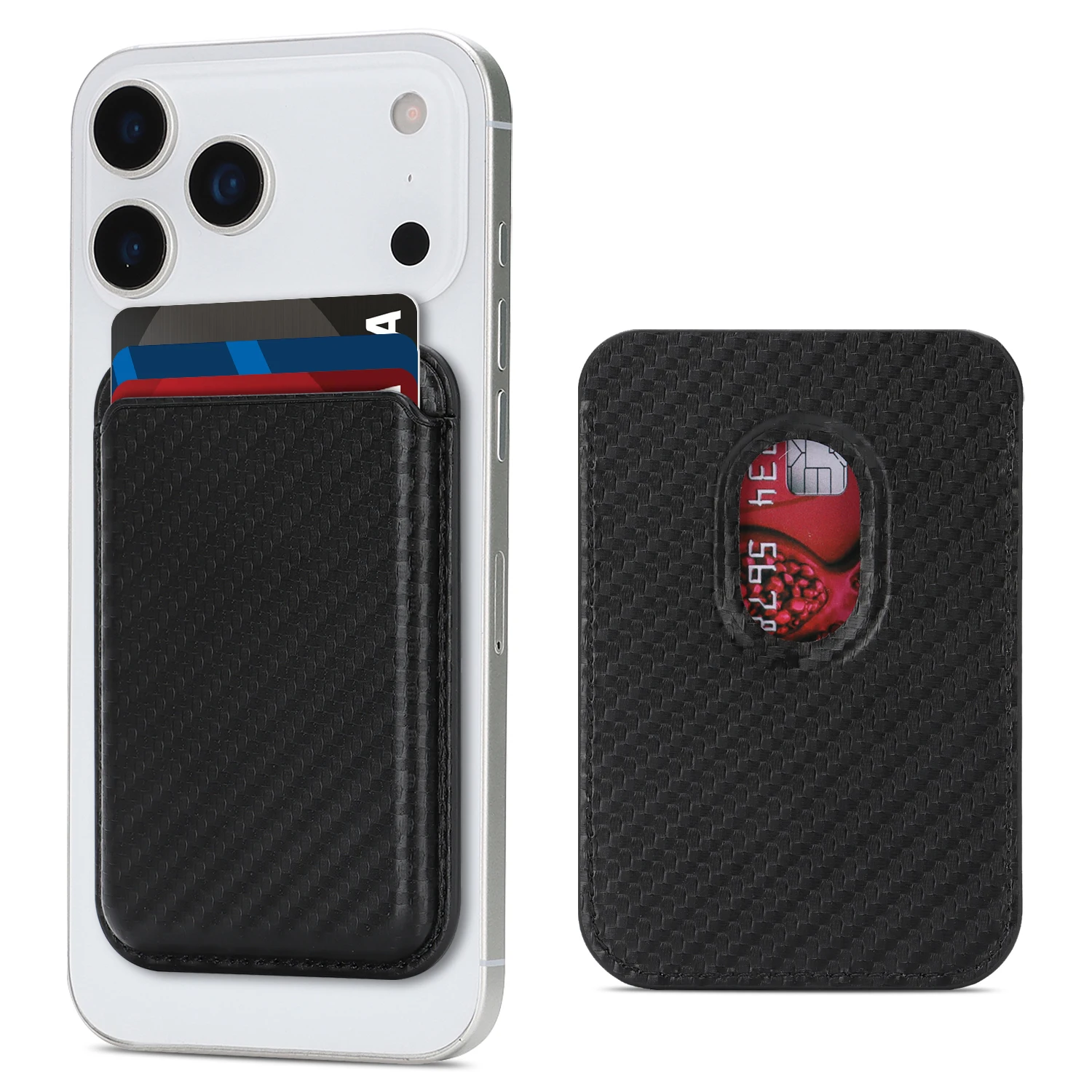 

Carbon Fiber Pattern Case Holder For iPhone 16 17 Pro Max Magsafe Magnetic Wallet Texture Compatible For Universal Accessories