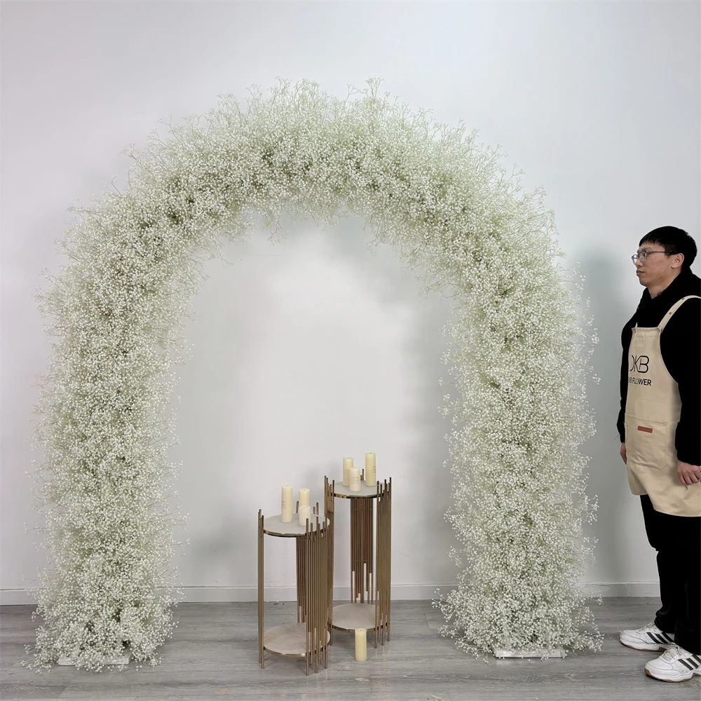 

Modern Realistic Engagement Wedding Party Outdoor Artificial Silk Flower Arch With Babysbreath For Mother's Day
