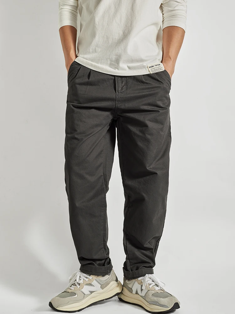 American Simple Chino Loose Straight Leg Cone Work Pants Men Trendy Streetwear Casual Long Pants INS Faion Urban Cotton