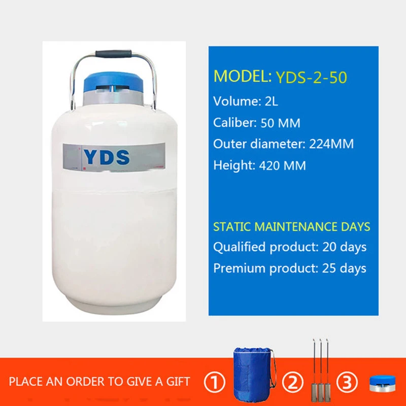 YDS-2 Liquid Nitrogen Tank Liquid Nitrogen Container 2L Storage Type Cryogenic Liquid Nitrogen Container Liquid Nitrogen Tank