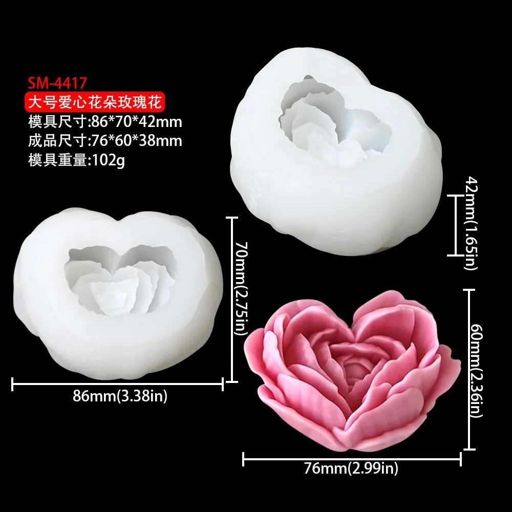 Top Quality Extra Large 3D Flower Candle Silicone Mold DIY Peony Aroma Plaster Resin Making Tool Handmade Soap Baking Kit