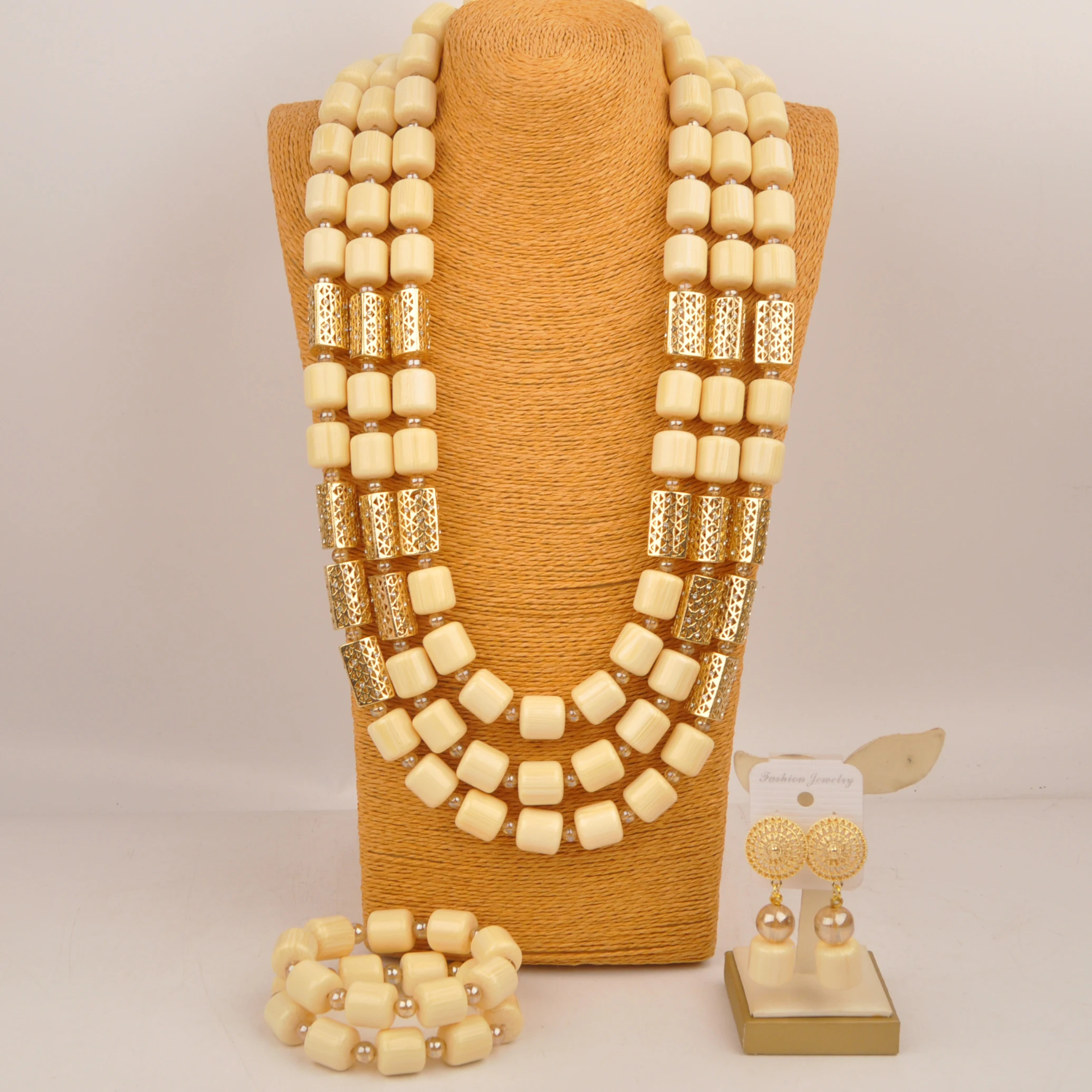 White Artificial Coral Bead Necklace African Bridal Jewelry Sets