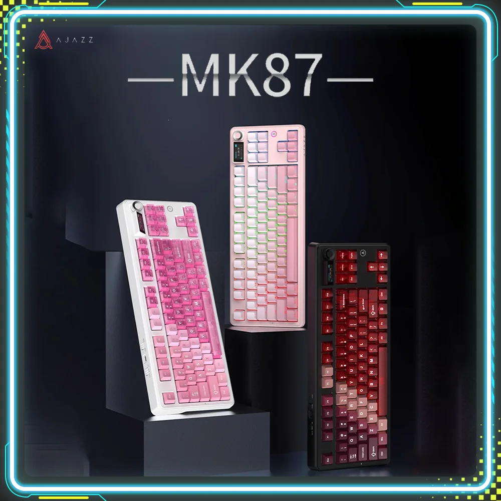 

Игровые клавиатуры AJAZZ MK87, горячая замена, RGB, беспроводная Bluetooth, трехрежимная механическая клавиатура на заказ, аксессуары для ПК, киберспорта, подарки