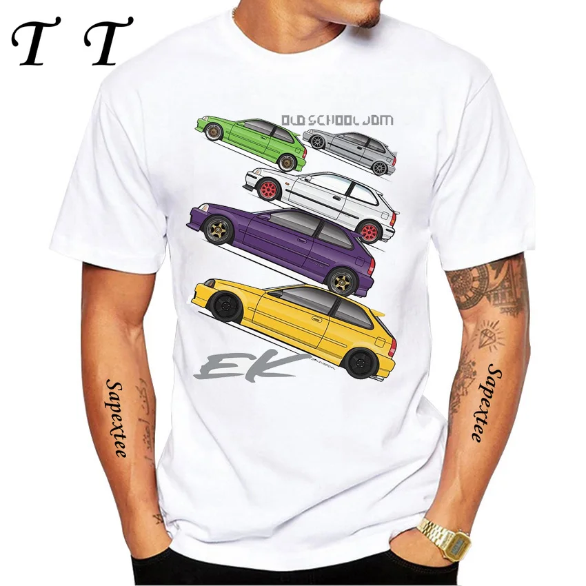 Summer Men Short Sleeve Drive The Japan Style Sport Car Civic Type R EK9 EG6 Fan Legend T-Shirt Hip Hop Boy Casual White Tees
