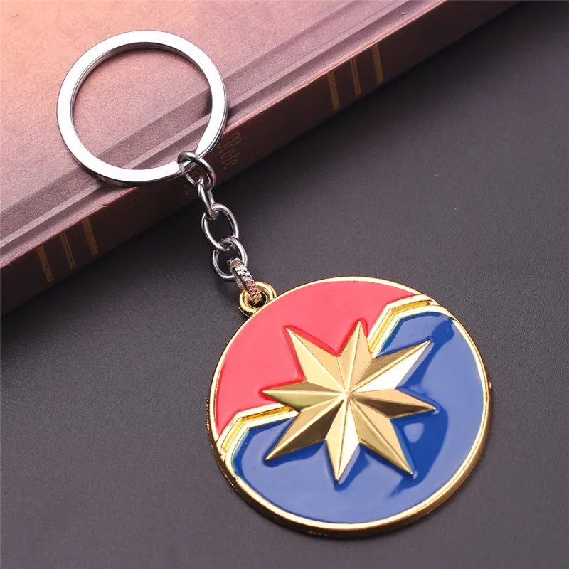 Avengers Keychain for Women and Men, Captain Marvel, Carol Danvers, Superhero Metal Pendant Keyrings, Backpack Key Holder