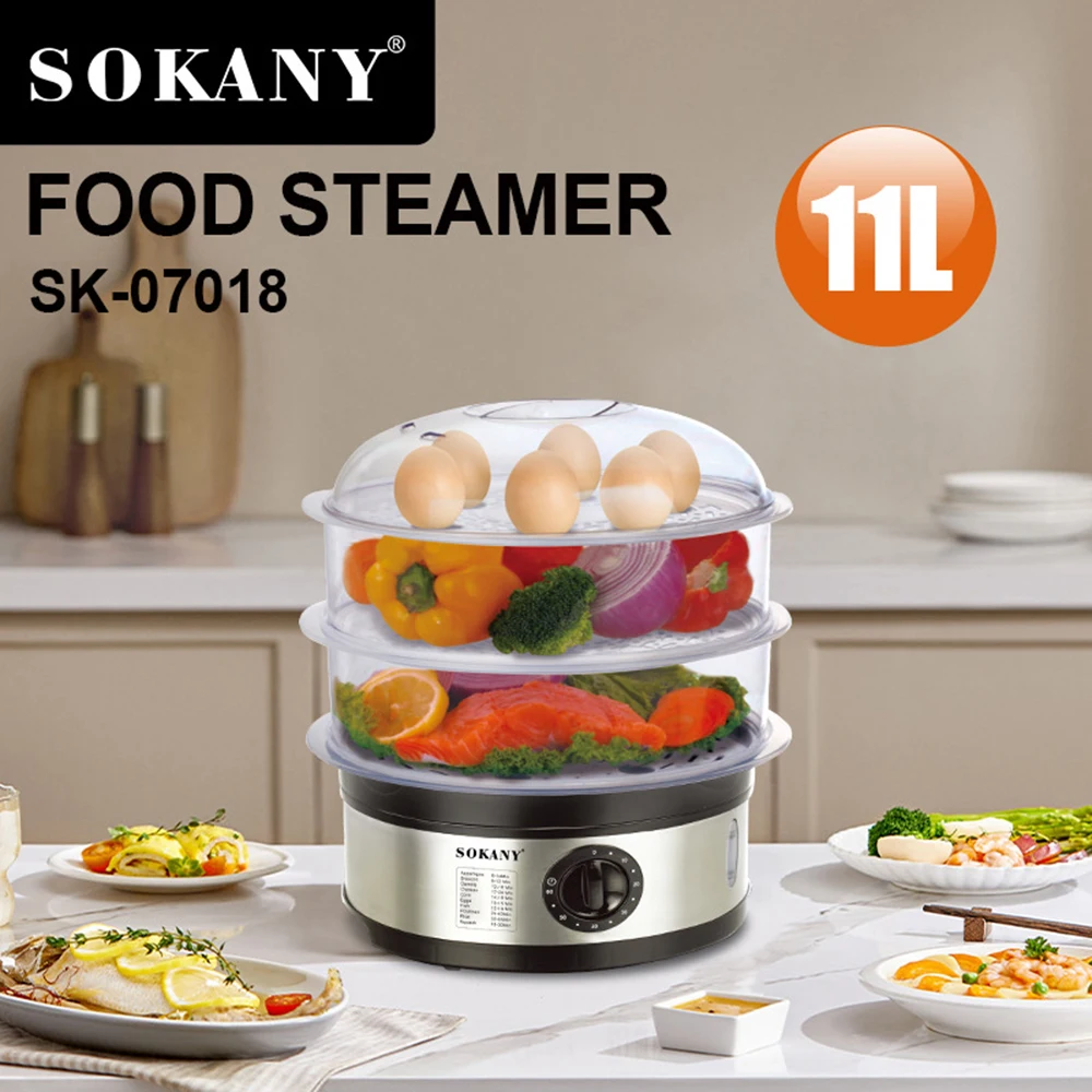 Food Steamer 3-layer Electric Vegetable Steamer with Reservation and Timer Multi-function Steamer for Fast Simultaneous Cooking