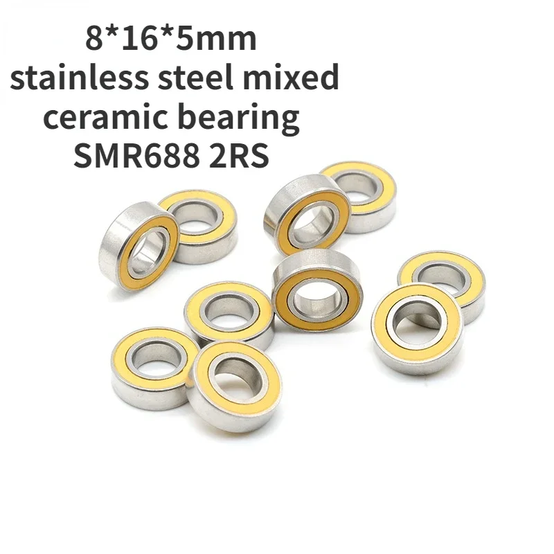 8*16*5mm stainless steel mixed ceramic fishing gear bearing SMR688 2RS water drop wheel mixed ceramic bearing