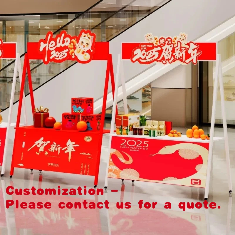 

custom.Celebrous Large Outdoor Light Duty Metal Food Street Snack Booth Movable Market Rack Store Display Event