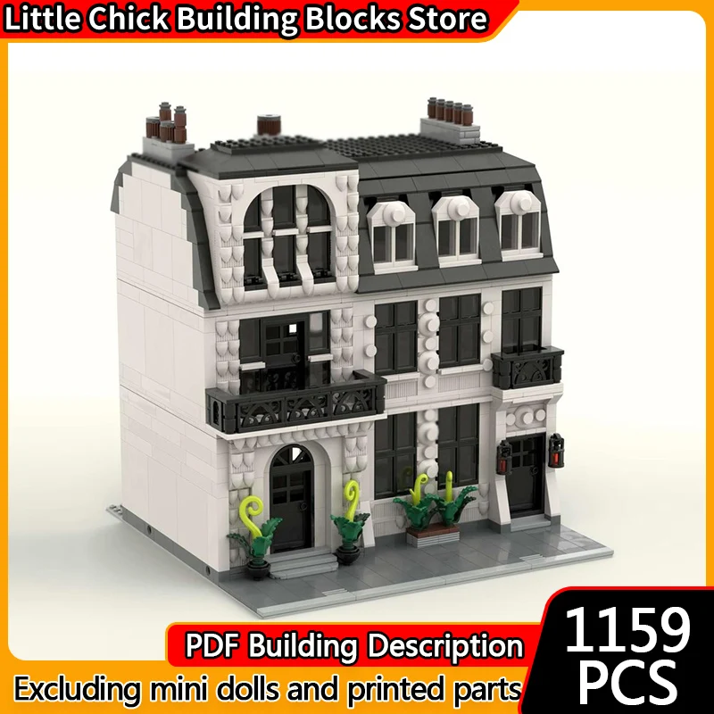 Stadt Street View Modell MOC Bausteine Drei-Story Wohnung Modulare Technologie Kinder Urlaub Geschenke Montieren Spielzeug Anzug