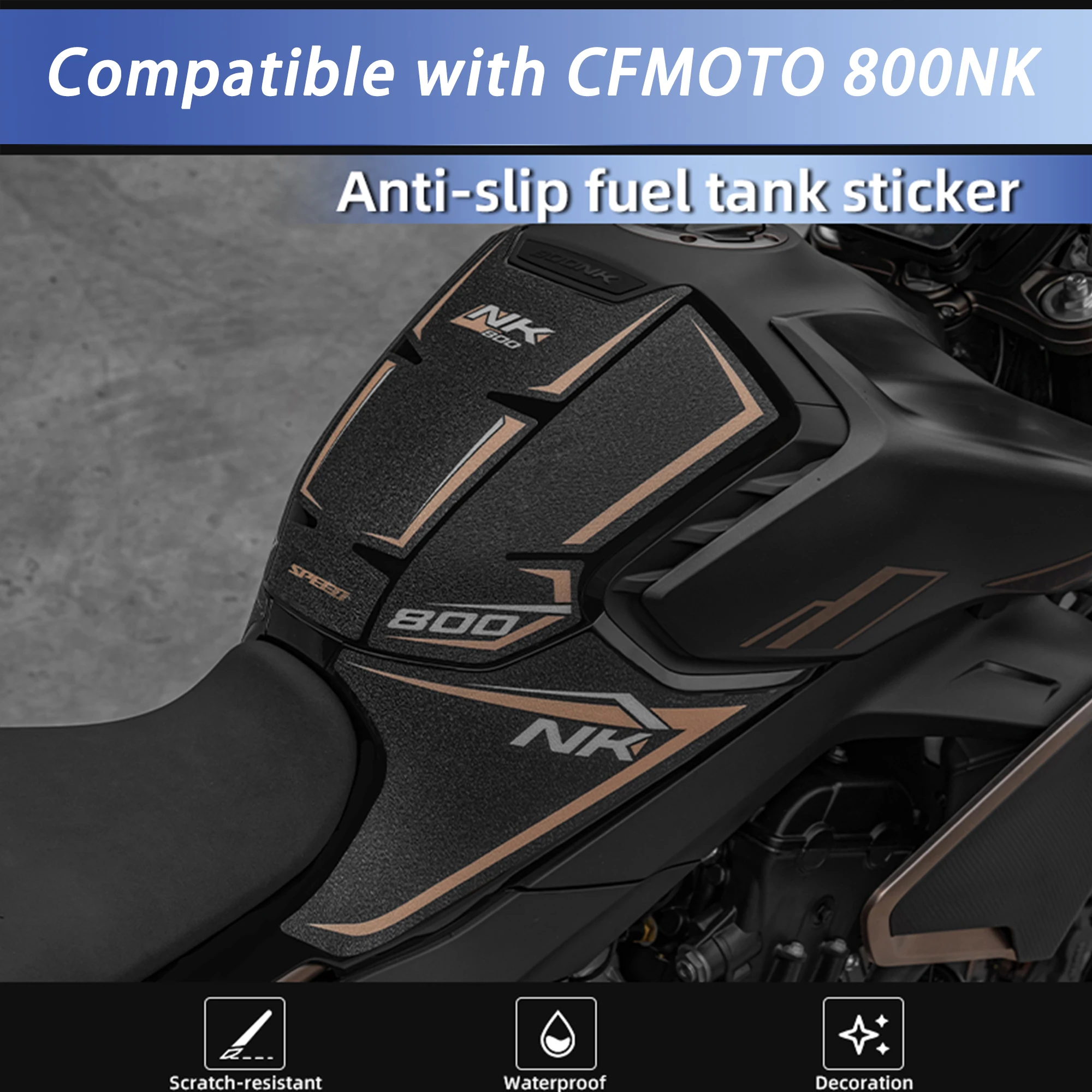 Compatible With 2023-2025 CFMOTO 800NK Motorcycle Anti‑Slip Fuel Tank Pad Sticker Waterproof Protective Decal Accessories