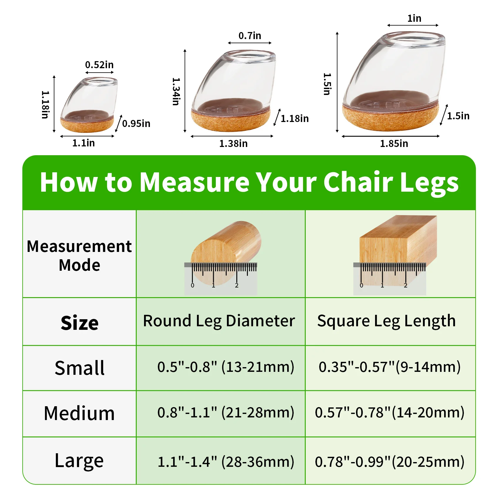 Chair Leg Protectors Foot Cover 15-25° Diagonal Thick Wrap Felt Pads Silicone Furniture Table Feet Protect Hardwood Floors Table