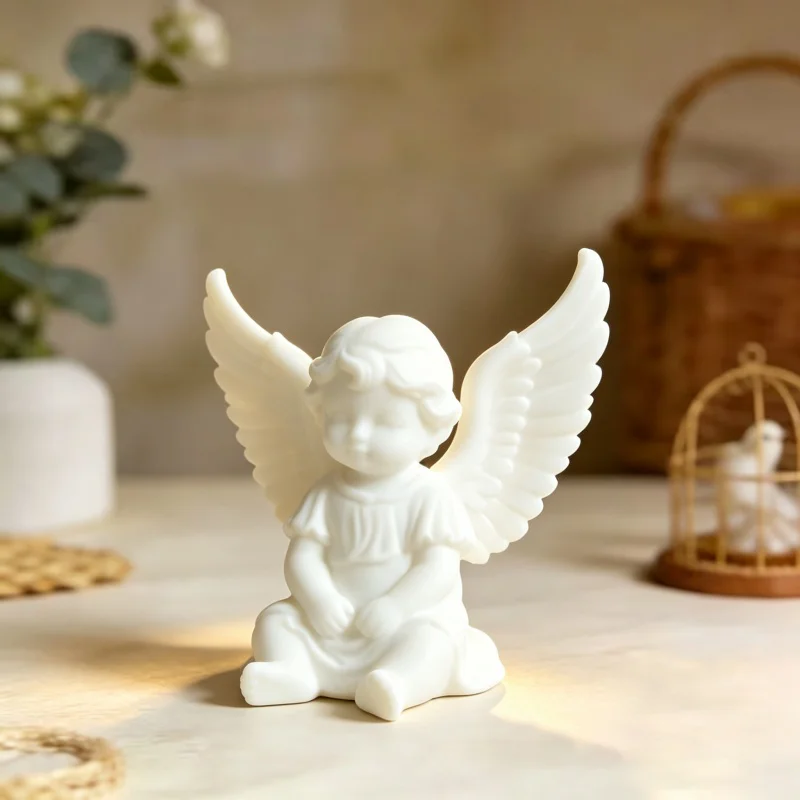 Cute Little Angel Statue Wings Cupid Figurine Miniature Cherub Ornament Desktop Living Room Home Table Top Bedroom Decor