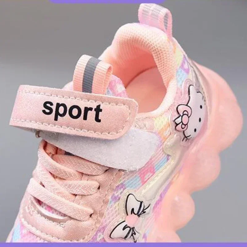 Cute Hello Kitty Casual Shoes for Baby Girl Children Led Light Sneakers Kids Shoes Toddler Walking Shoes Kids Antypoślizgowe buty