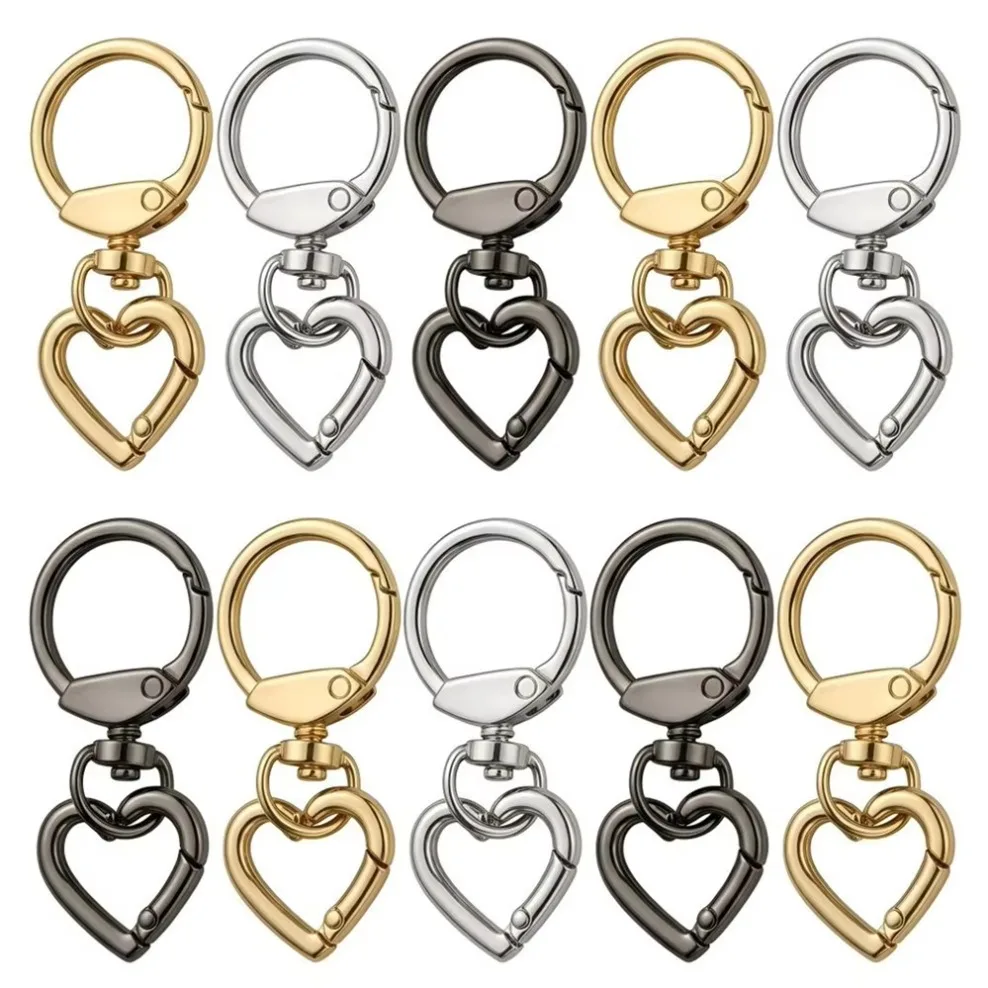 2/30/50 Sets Round Spring Snap Carabiner Clip O Rings Swivel Trigger Hook Metal Clasps Keychain for Handbag Lanyards DIY Crafts