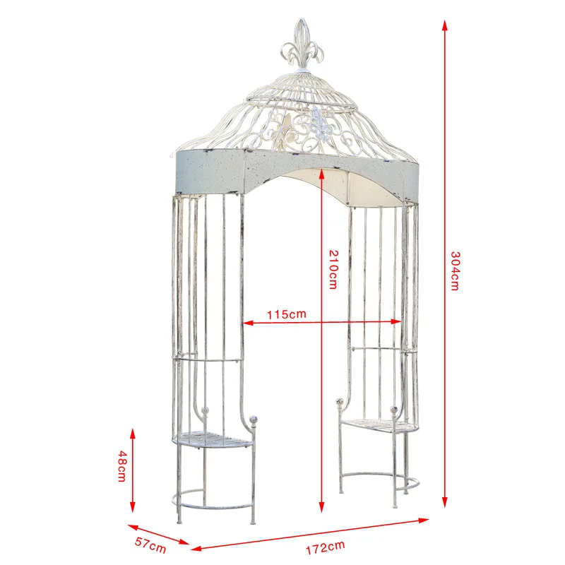 Factory Direct 2026 Outer single arch flower stand outdoor wrought iron bracket courtyard garden villa decoration arched seat ra