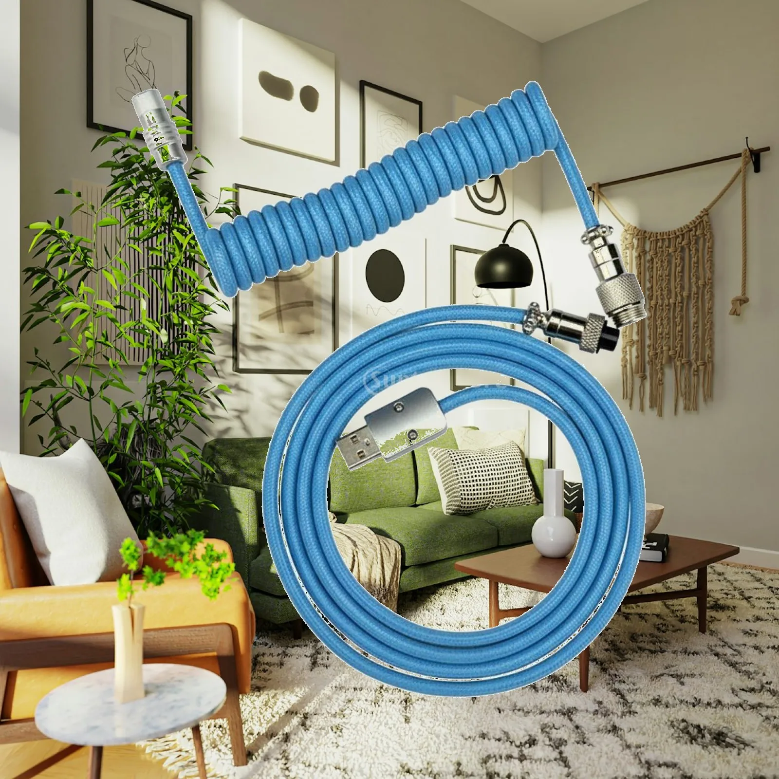 USB Connector Keyboard Extension Cable Stylish Spiral Design Copper Core Accessory for Competitive Gaming Workspace