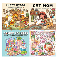 Fuzzy Hygge Coloring Books, Warm Scenes, Easy Coloring, For Home Parent - Child DIY, Relax, Unwind, Boost Creativity
