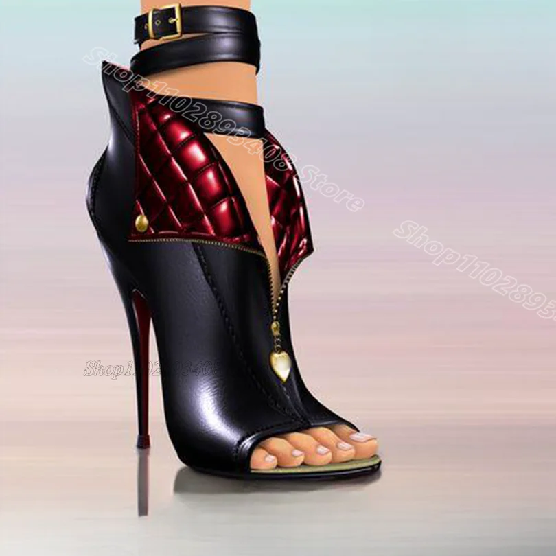 

Green Zipper Decor Stiletto Pumps Open Toe Ankle Buckle Summer British Style Fashion Casual Women Shoes 2024 Zapatos Para Mujere