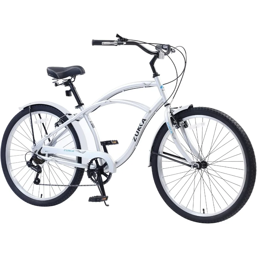 

26inch Wheel Beach Cruiser Bike with 7Speed Driven System and VBrake for Comfortable Urban Commuting Ideal for Women Men and Se