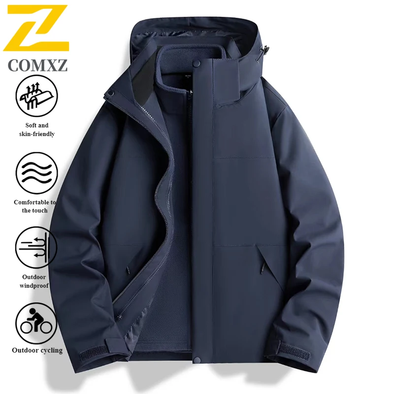 

BIAO 3-in-1 Windbreaker Detachable Waterproof Windproof Thermal Jacket Outdoor Hiking Coat Camping Mountaineering for Men Women