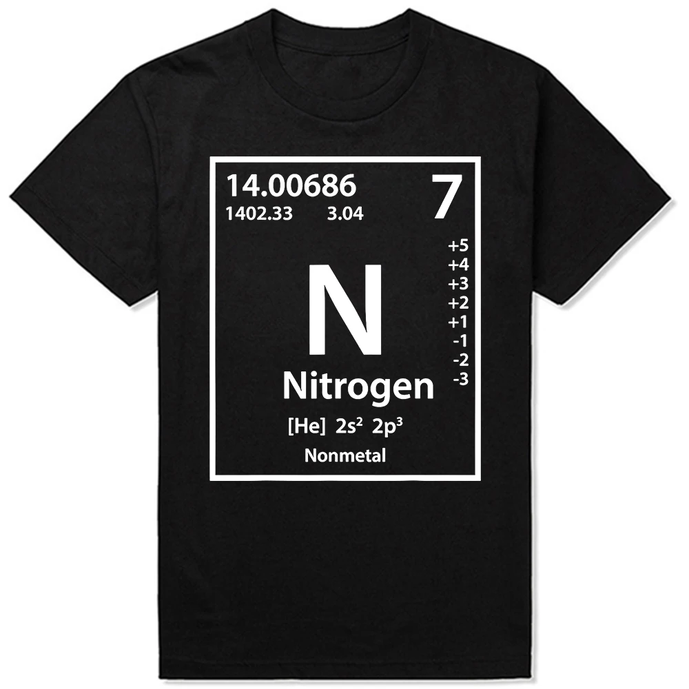 Lustiges Stickstoff-T-Shirt, klassisches Sommer-T-Shirt für Männer und Frauen, modische T-Shirts aus Baumwolle, kurzärmelig, übergroßes, lockeres T-Shirt, Oberteile – Detail 2