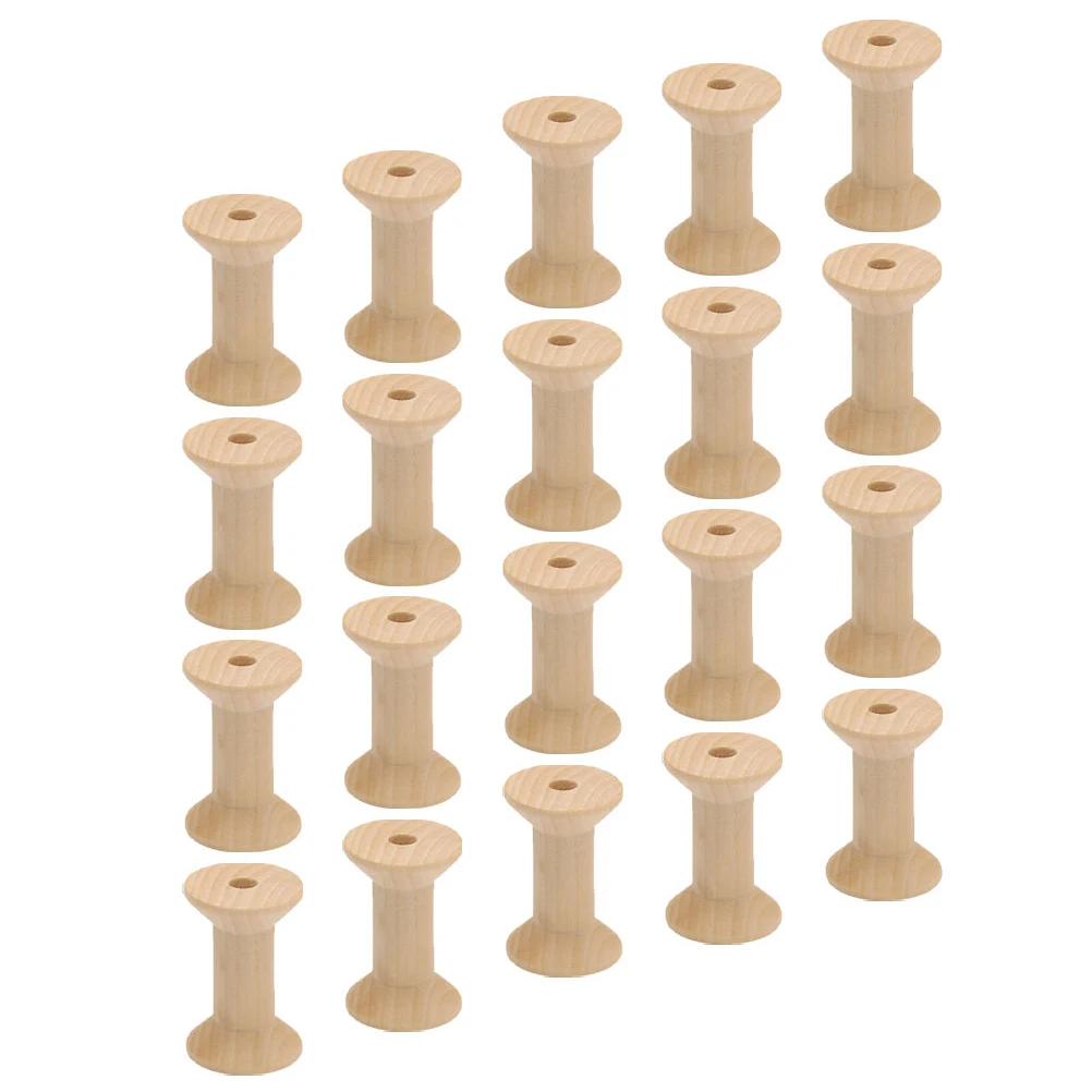 

Wooden Spools Empty Thread Sewing Bobbins Natural Wire Weaving Craft DIY Handmade Smooth Surface Retro Wood Color Durable