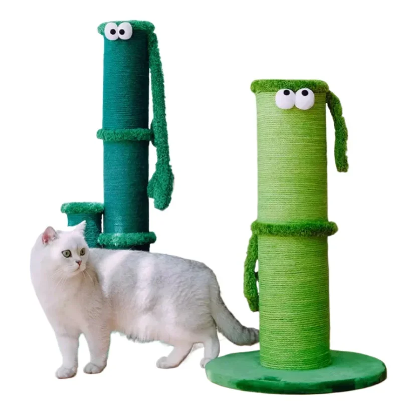 MiFuny Bamboo Cat Scratching Post Hemp Rope Cat Scratcher with Noisy Paper Cat Tree Grinding Claw Interaction Pet Supplies