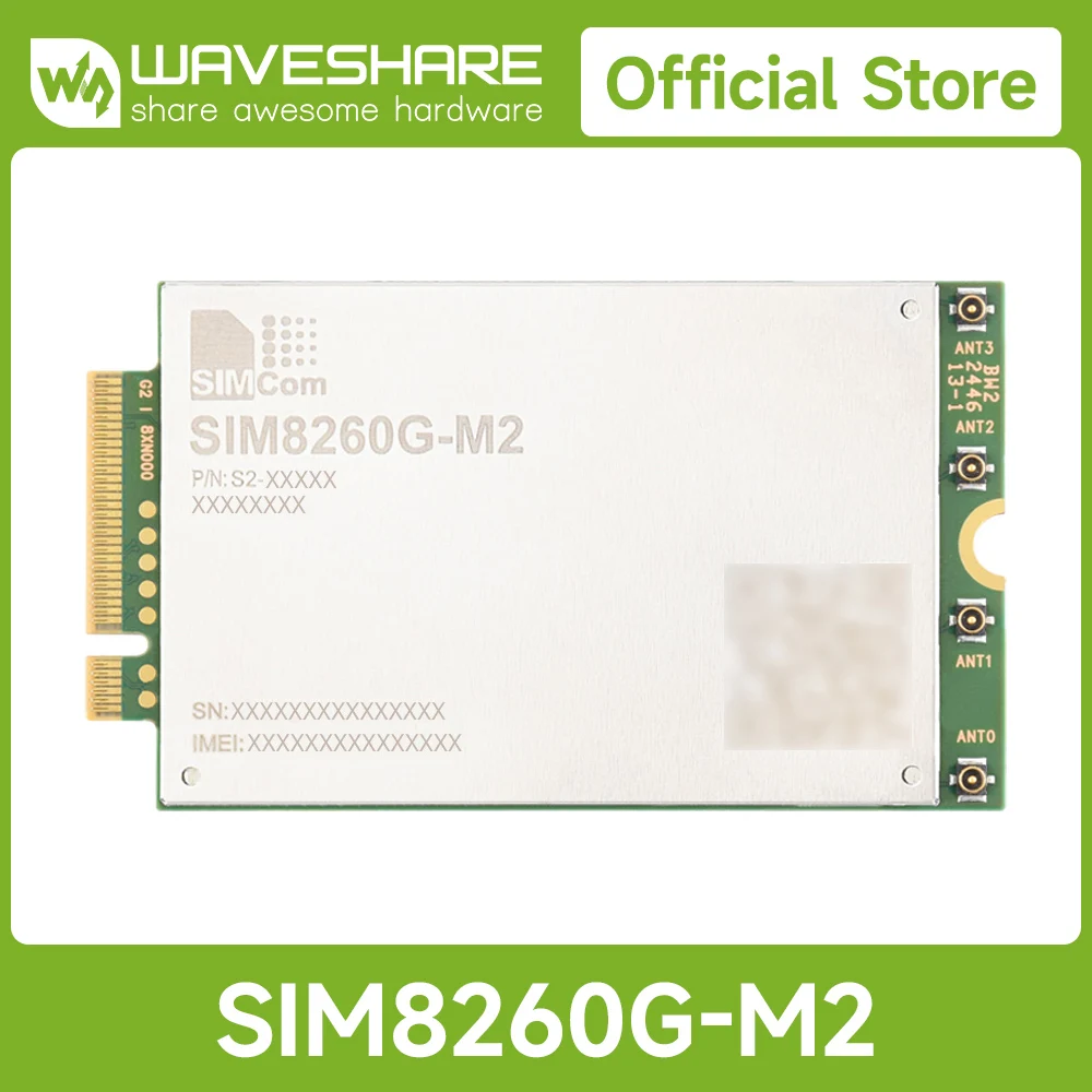 

Оригинальный модуль Waveshare SIM8260G-M2 SIMCom 5G Sub-6G на базе Qualcomm Snapdragon X62, принимает выпуск 3GPP 5G 16