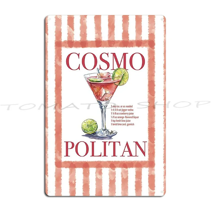 Cosmopolitan Cocktail Recipes Summer Party Metal Plaque Poster Wall Cave Decoration Cinema Wall Decor Printing  Tin Sign Poster