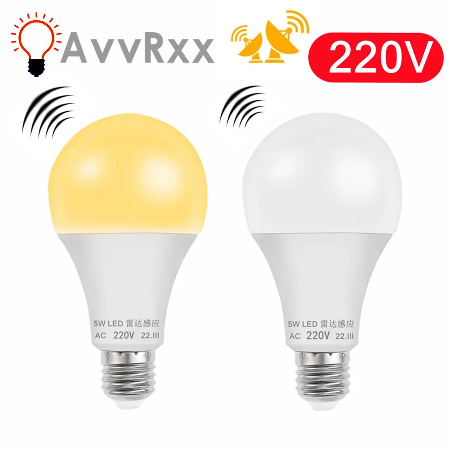 

AvvRxx Ampoule 5W 7W 9W 12W PIR Motion Sensor LED Bulb E27 220V Radar Sensor Light Lamp 6500K Lamparas For Home Stair Pathway