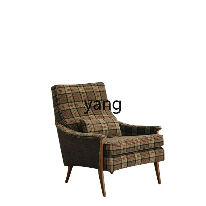 LTT British Leisure Chair Living Room Wingback Chair Sofa Balcony Fabric Single Real Retro Chair