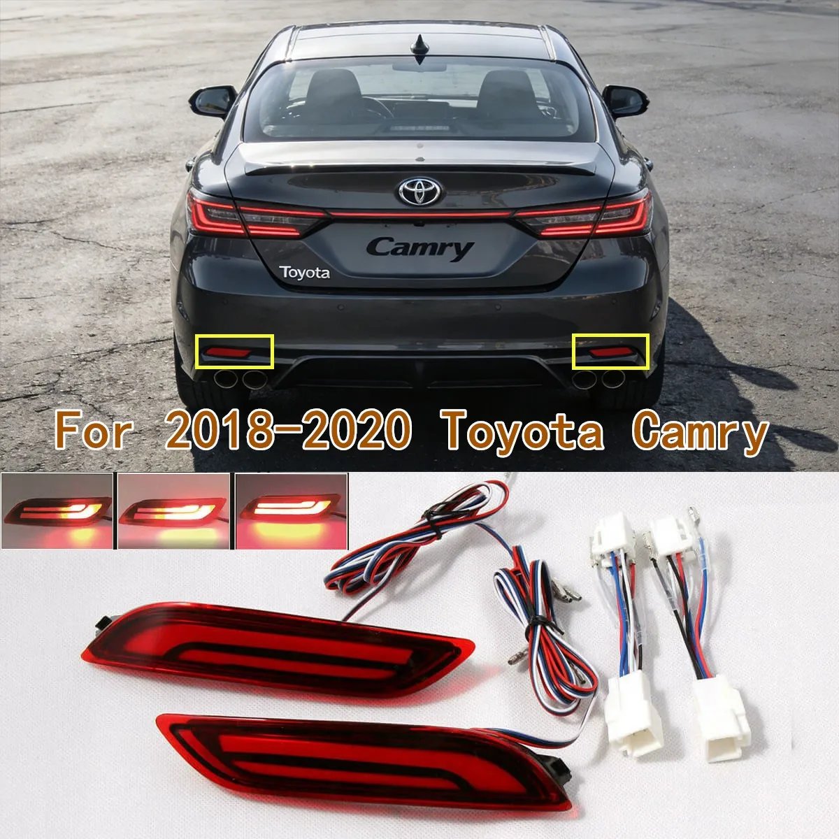 

LED Rear Bumper Reflector Light For 2018-2020 Toyota Camry Running/Brake/Sequential Turn Signal Tail Lamp OE:8191006070