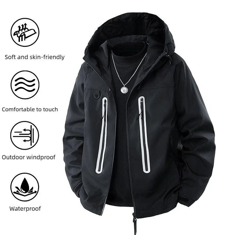 Women's Outdoor Waterproof Windproof Breathable Jacket with Reflective Strips for Hiking And Camping