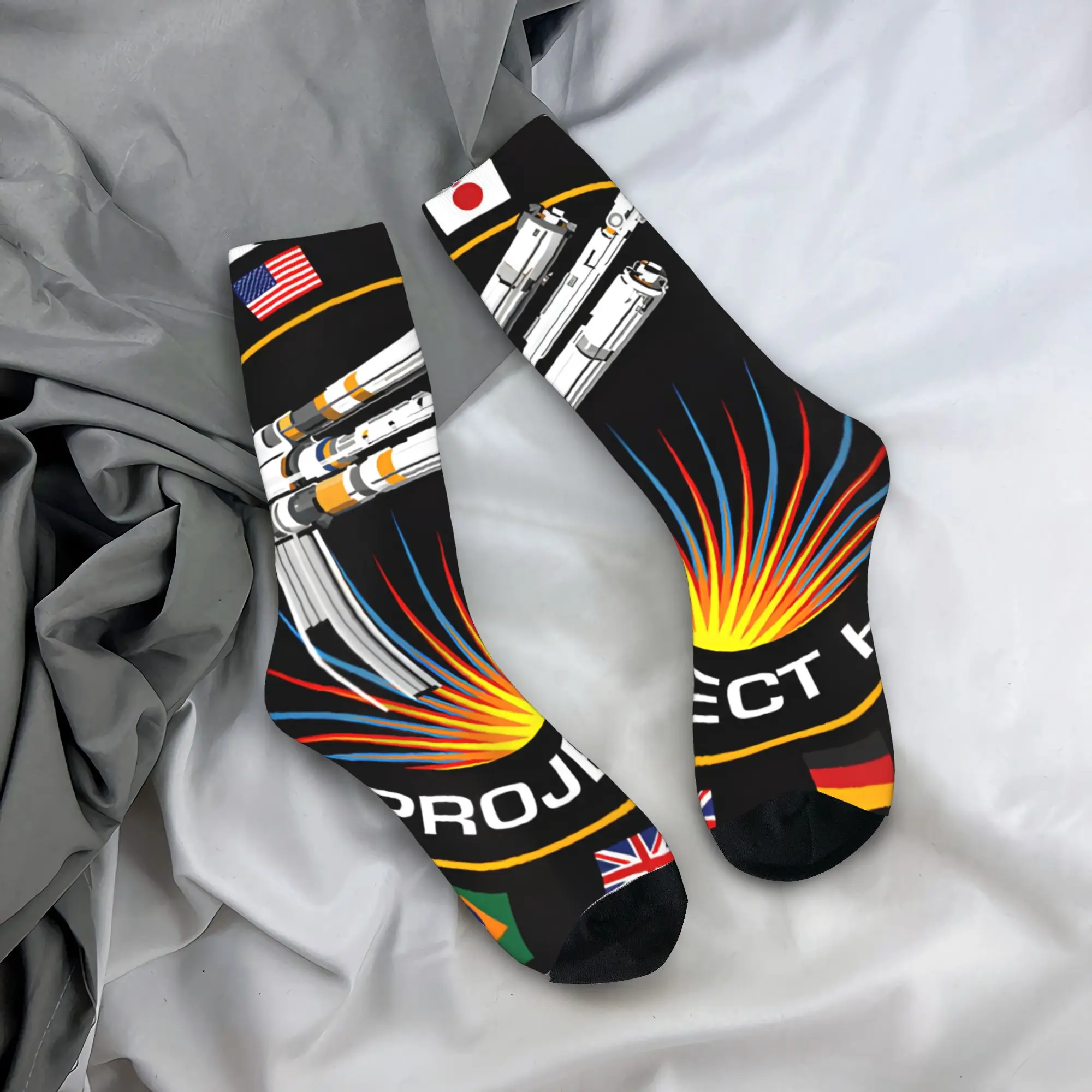 Autumn Winter Colorful Men's Women's Project Hail Mary Spaceship Mission Badge Socks  Breathable Sports Socks