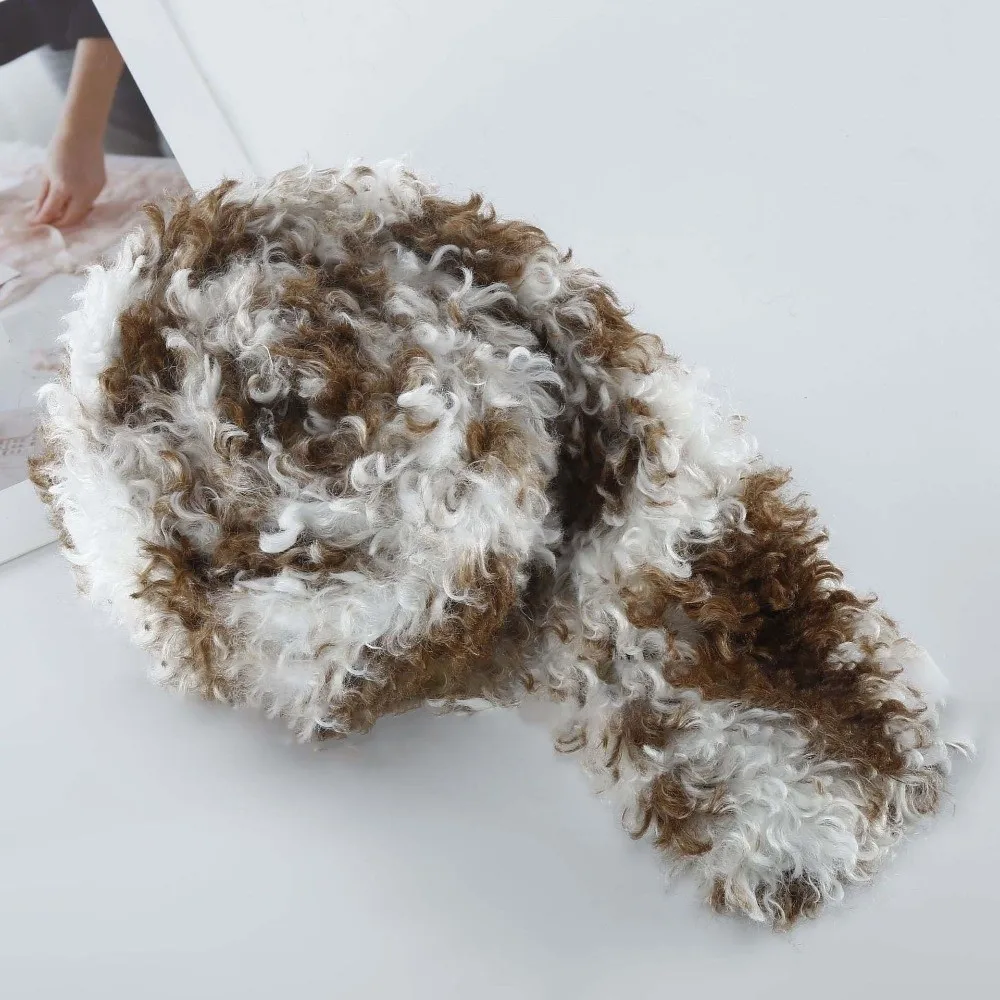 Lockiger Textur-Magnetischer Halstuch mit Fleckmuster, Dicker Lockiger Fleece-Kragen, Premium-Qualität, Winddichter Kunstfell-Schal – Detail 5