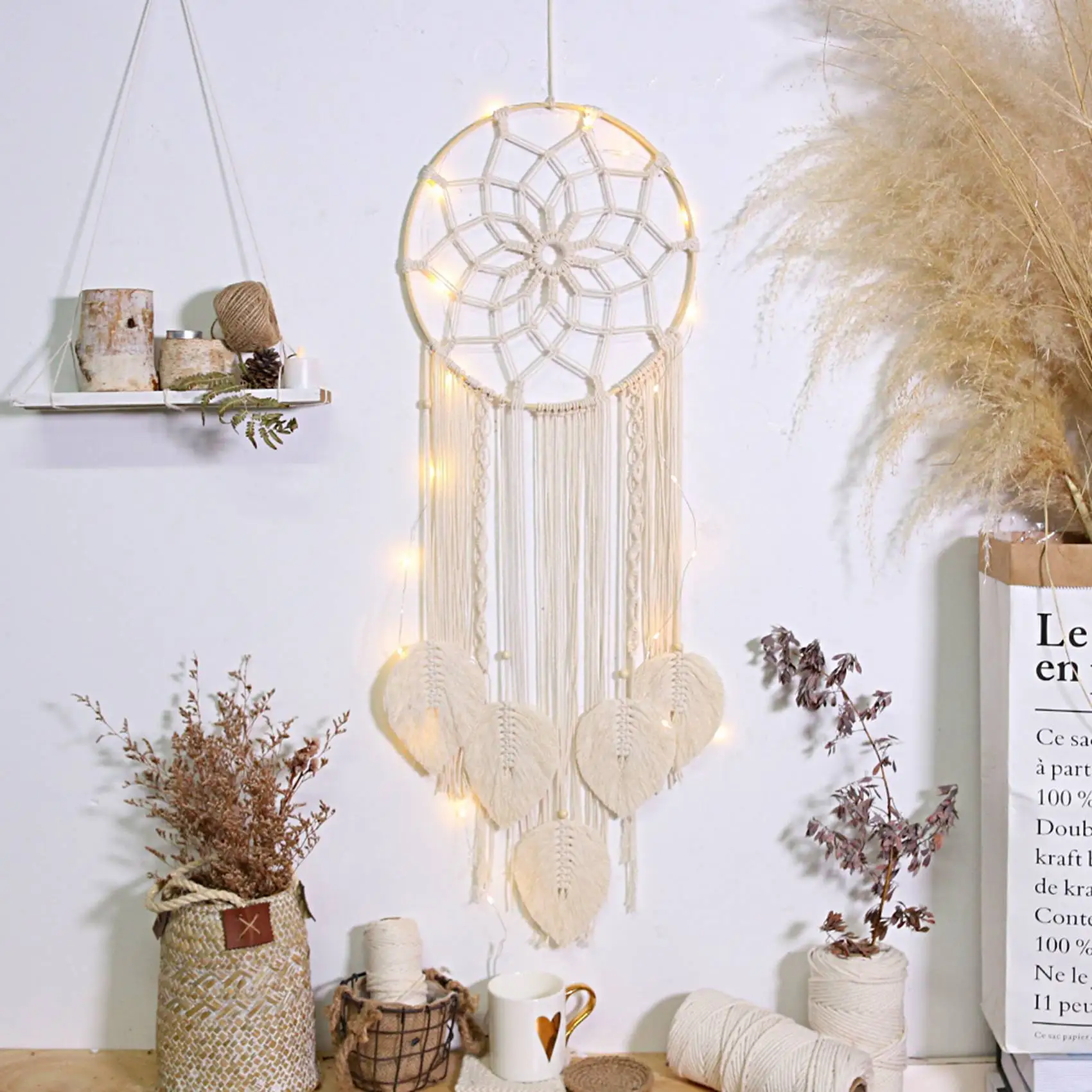 Premium-Macrame Dream Catcher Large Wall Hanging Handmade Dream Catcher Boho Tassels for Bedroom Living Room Decoration Gift