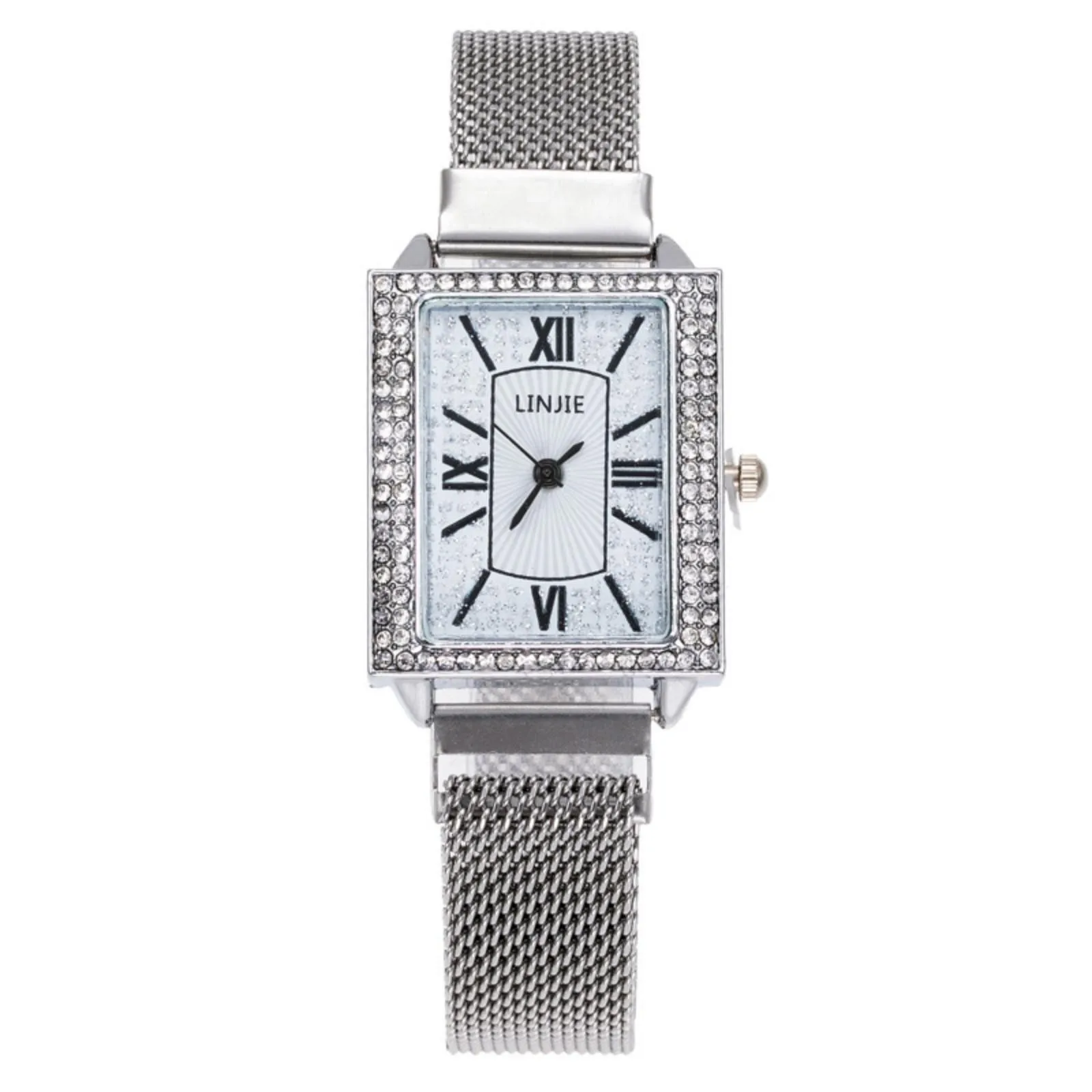 

Luxury Women Sliver Color Watch Stylish Quartz Diamond Wristwatch Elegant Female Bracelet Watches Fashion Accessories