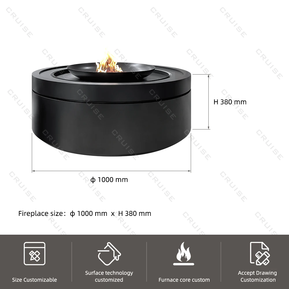 كروز الخشب/الغاز/الانحلال/الإلكترونية/موقد الكحول الأساسية مخصص 1000/1200/1500 مللي متر في الهواء الطلق قائما بذاته حفرة حريق مستديرة من الحجر الزهر #5