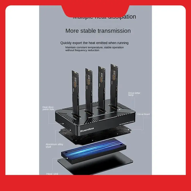 Blueendless 4 Bay M2 SSD Box Type C USB3.2 10 Гбит/с M.2 NVME SATA Ngff Корпус SSD из алюминиевого сплава с двумя протоколами