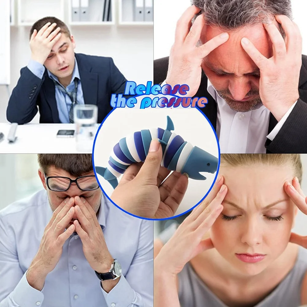 2Pcs 3D Gelenk Stretch Shark Stress Reliever Hand, Druckentlastung Und Anti-Angst, EINE Langlebig Einfach Zu Bedienen-Y44A