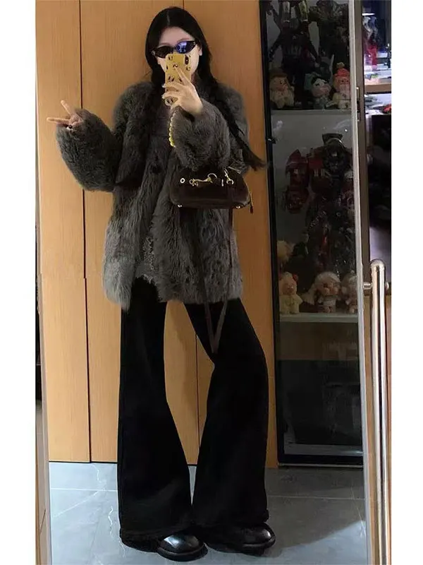 

Женские джинсы с высокой талией, расклешенные, осенне-зимние, больших размеров, из эластичного хлопкового денима, прямые, повседневные, в стиле Hoof Pants