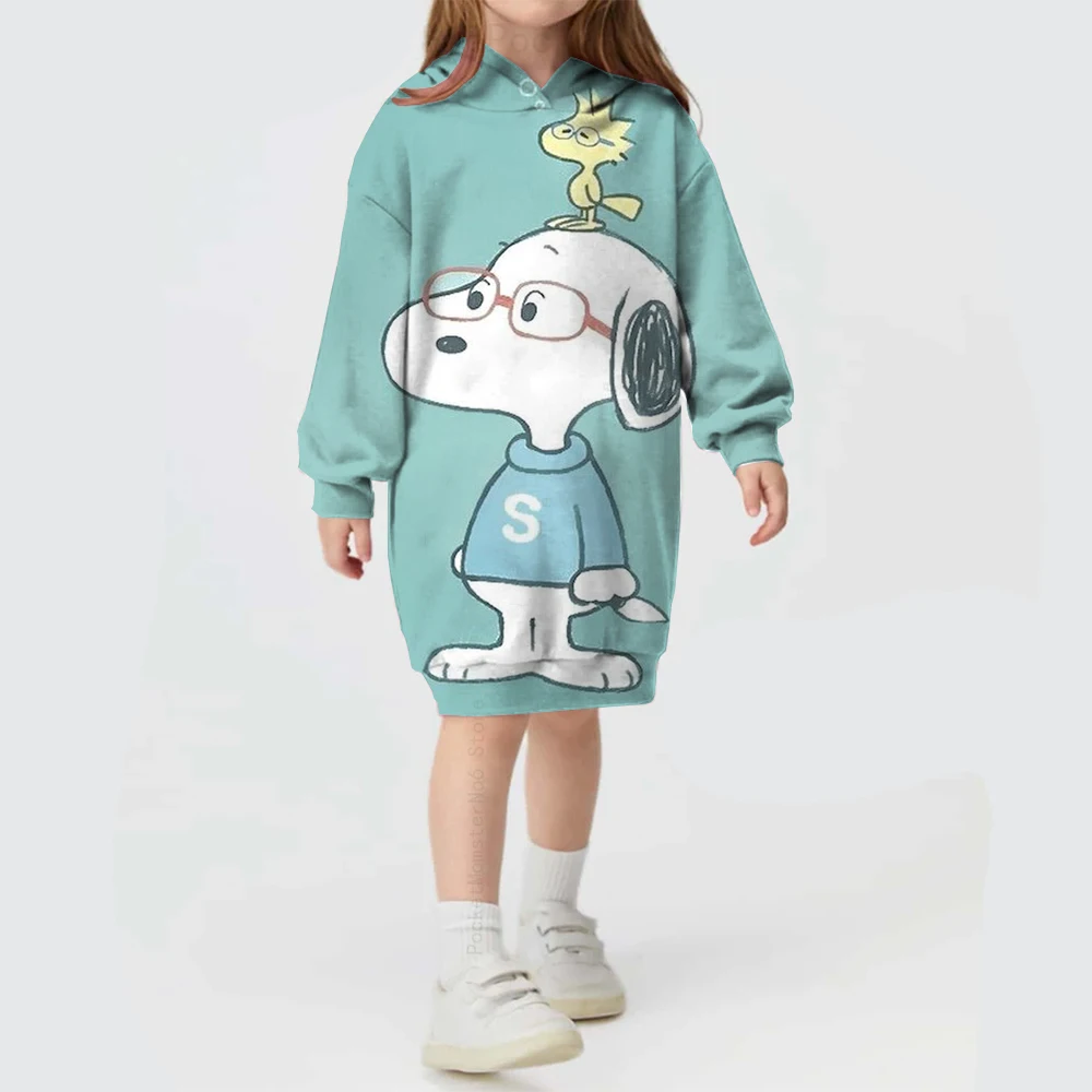 Children\'s Cartoon Splicing Disney Snoopy Printed Hoodies Autumn and Winter Girls Long Sleeves Cute Fashion Girls Hoodies