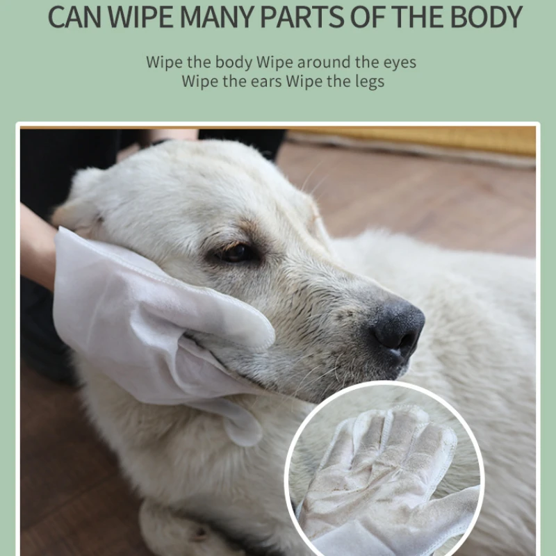 Pet Grooming Glove Pet Bathing Wipes Dog Body Wipes No Rinse Washing Gloves for Cat Cleaning Fur Ear Eye & Paws Deodorizing