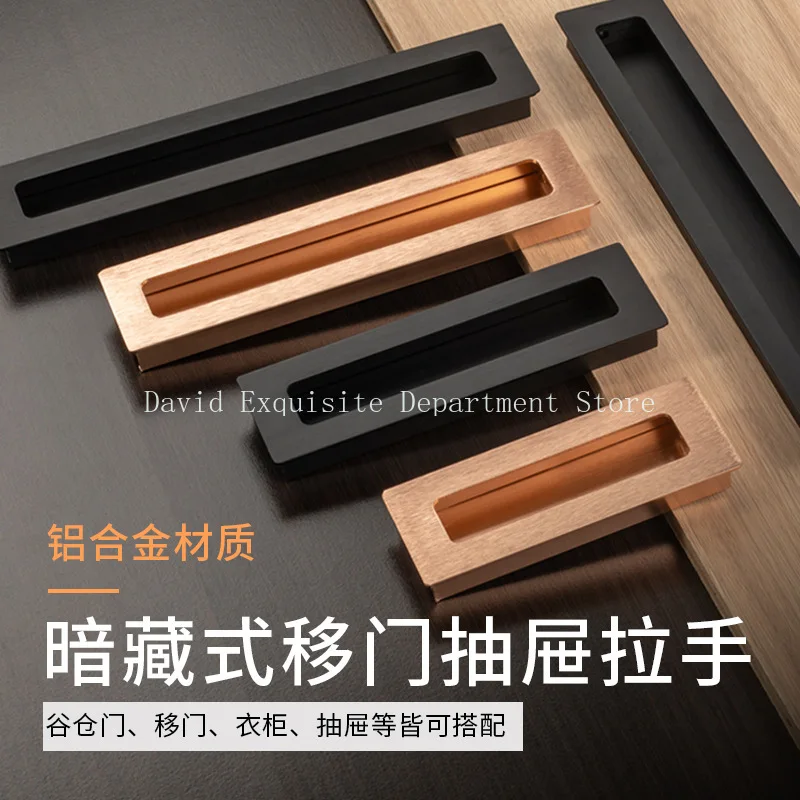 

10Pcs Rectangle Brush Gold Matte Aluminum Recessed Flush Finger Pull Barn Sliding Pocket Door Cabinet Cupboard Closet